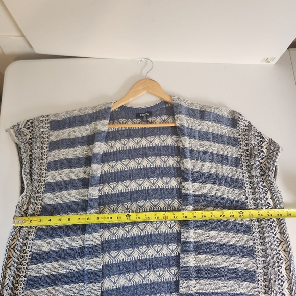 Chaps Blue Woven Open Front Poncho Cardigan Southwestern Cowgirl Womens Medium - Picture 8 of 9
